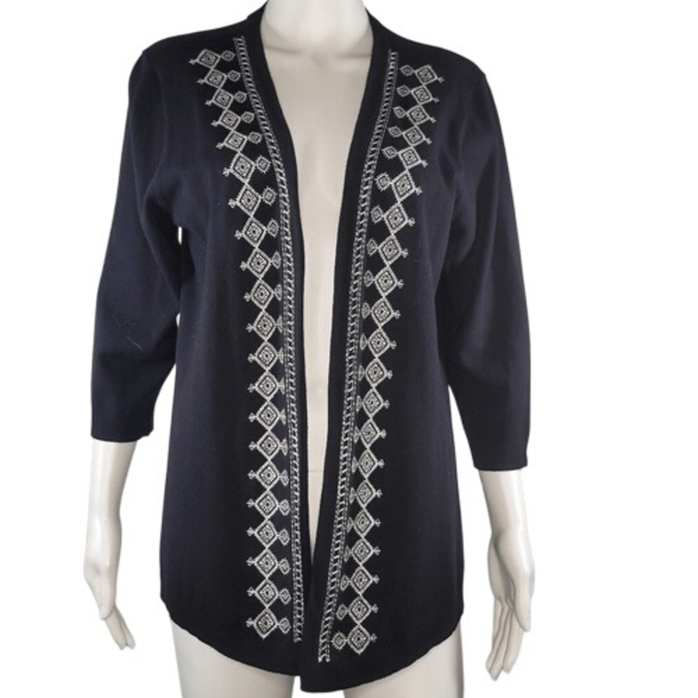 Christopher & Banks Black‎ and White Cardigan Sweater
